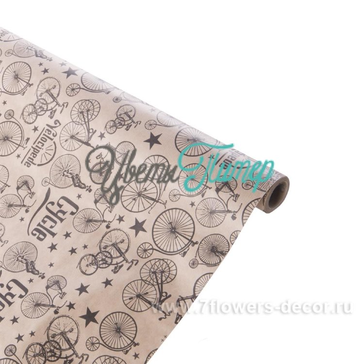 Бумага упаковочная "Cycle"(черный); крафт бурый 0;6x10м Ribbbed; 40г/м2