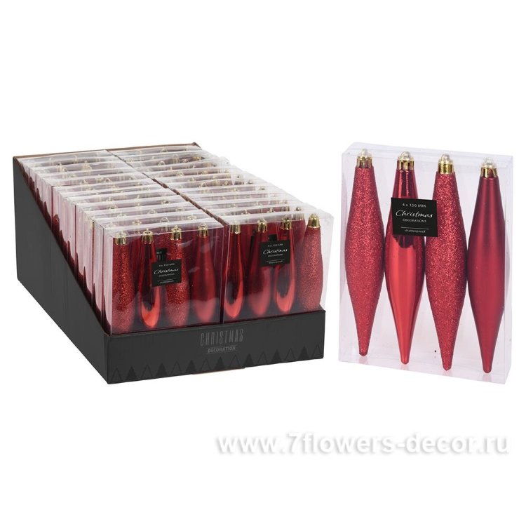 Набор елочных игрушек "Сосулька" (пластик), 15 см, (4шт.)