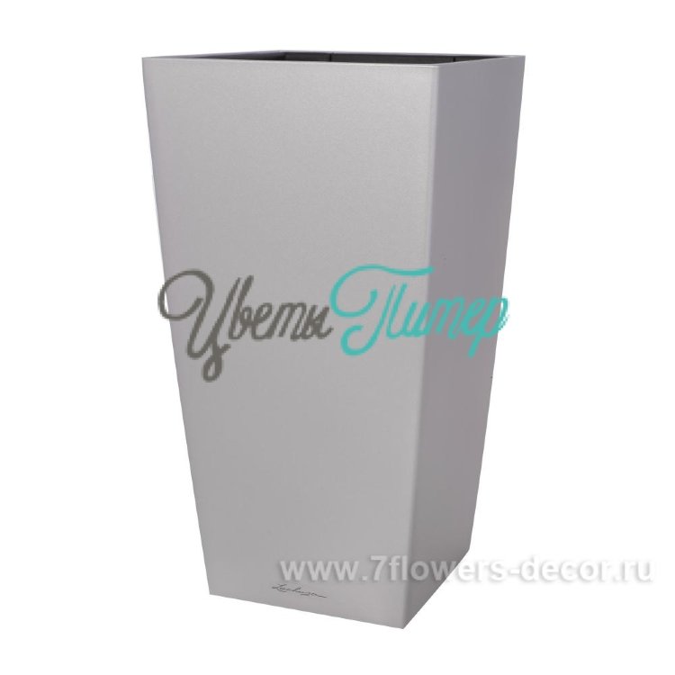 Кашпо (пластик) Lechuza Cubico Complete (silver); 30x30xH56см
