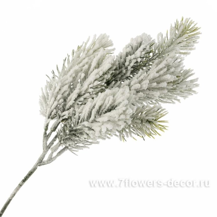 Ветка еловая заснеженная искусственная (пластик), 36 см
