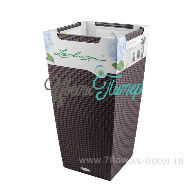Кашпо (пластик) Lechuza Cubico Cottage Complete (mocha); 40x40xH75см