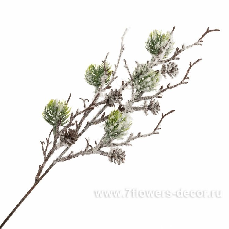 Ветка еловая заснеженная искусственная (пластик), 50 см