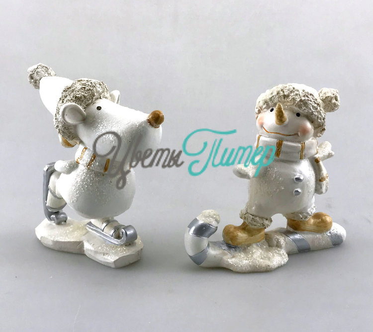 Фигурка "Олень, снеговик" (пластик), в асс. 535596