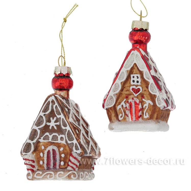 Елочная игрушка "Домик" (стекло), 9 см, в асс.