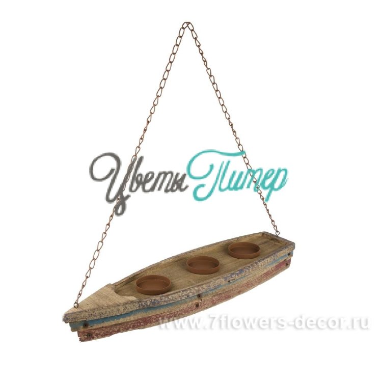 Подсвечник подвесной Лодка (дерево); 43;5 _ 5 _ 11 см