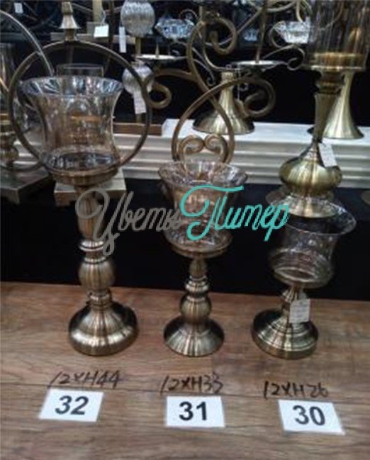 Подсвечник B&G (металл; стекло) 12хH33см