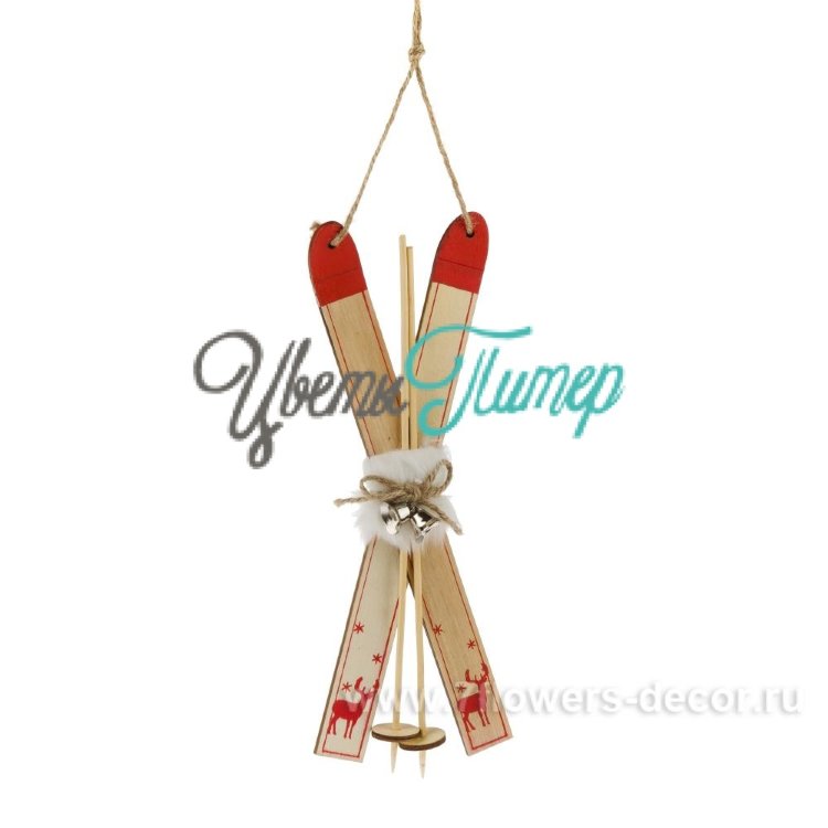 Елочное украшение "Лыжи" (дерево); 9.5х30см