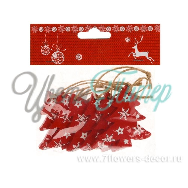 Набор елочных украшений "Ель" (дерево); 6см; 6шт.