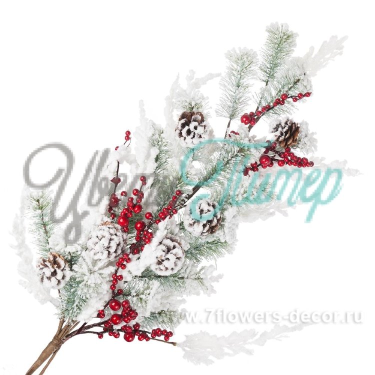 Гирлянда еловая с ягодами и шишками иск. заснеж.; 75см