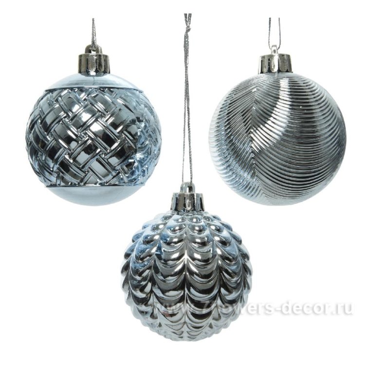 Набор елочных украшений "ШАР" (пластик), D6см, (3шт.)5