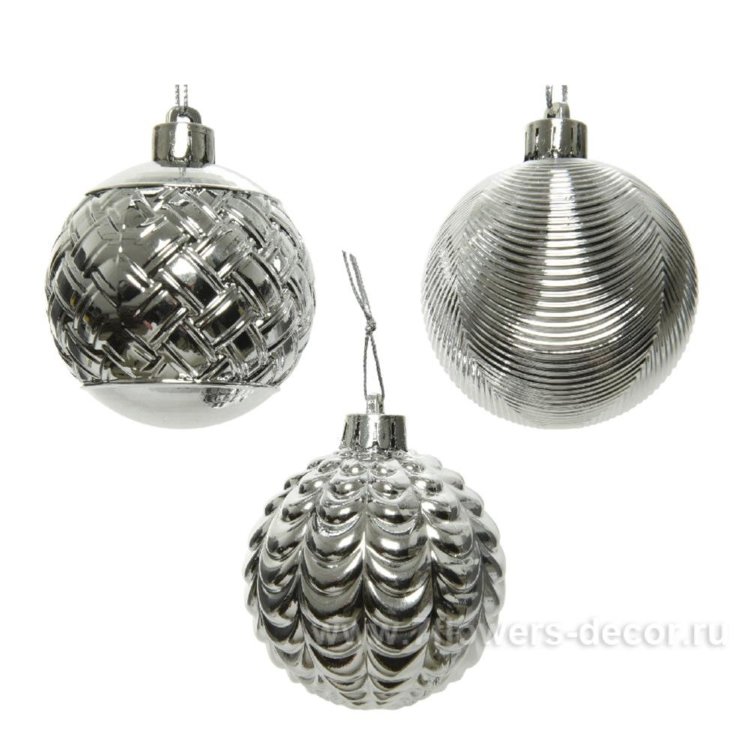 Набор елочных украшений "ШАР" (пластик), D6см, (3шт.)9