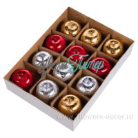 Набор елочных украшений "Яблоко" (пластик), 5.5см, 12шт., цв. микс XY18-1006