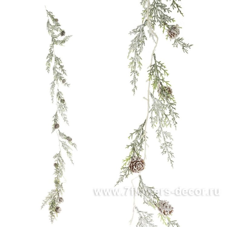 Гирлянда еловая заснеженная искусственная (пластик), 175 см