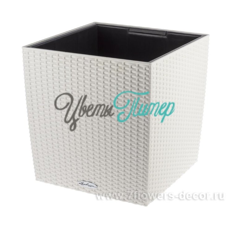 Кашпо (пластик) Lechuza Cube Cottage Complete (white); 40x40xH44см